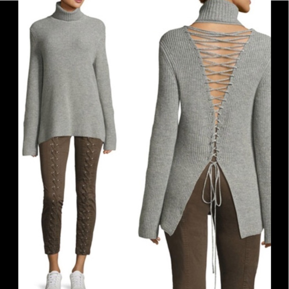 A.L.C. Lace-back Turtleneck Relaxed Sweater